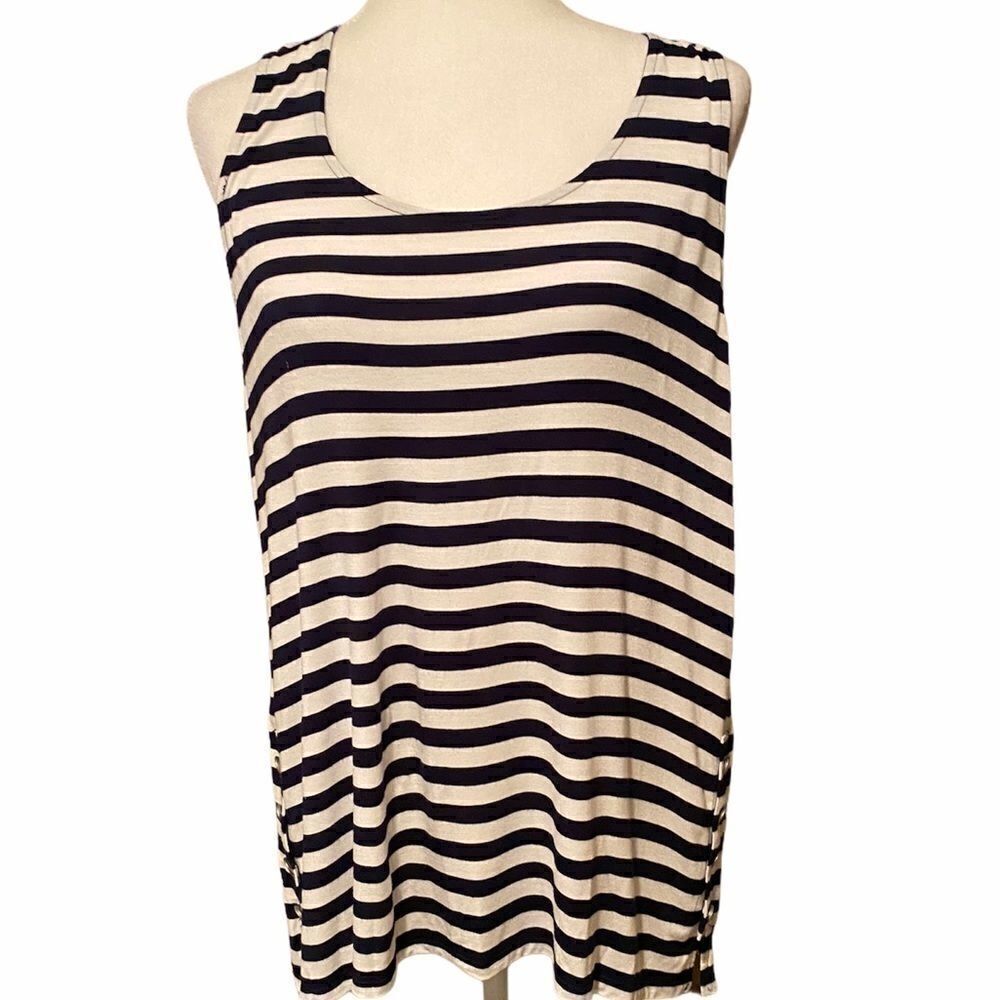 DKNY Sleeveless Stripe Shirt Size Large